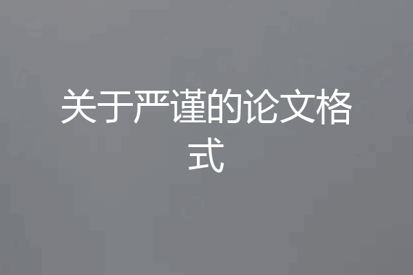 关于严谨的论文格式