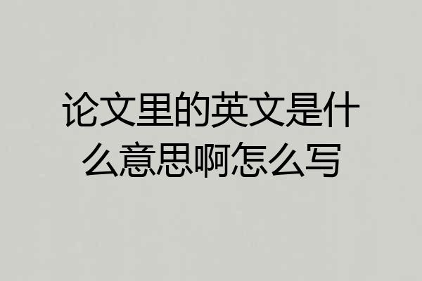 论文里的英文是什么意思啊怎么写