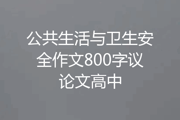 公共生活与卫生安全作文800字议论文高中