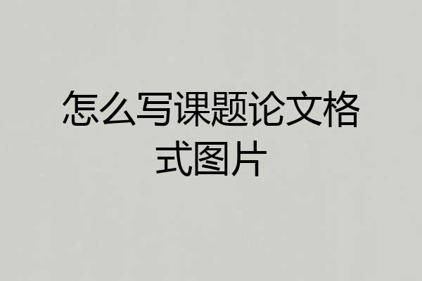 怎么写课题论文格式图片