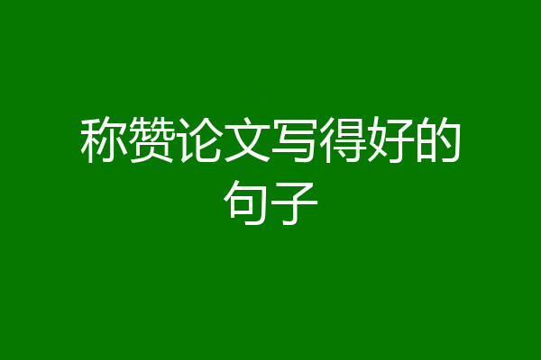 称赞论文写得好的句子
