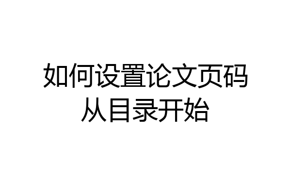 如何设置论文页码从目录开始