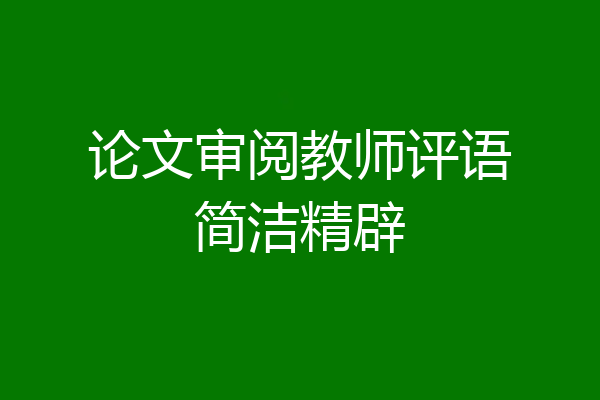 论文审阅教师评语简洁精辟