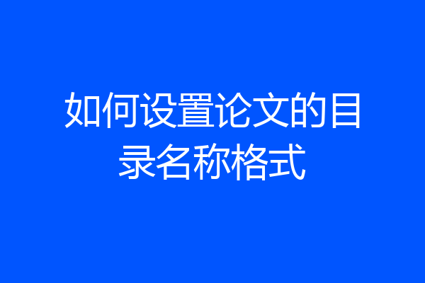 如何设置论文的目录名称格式