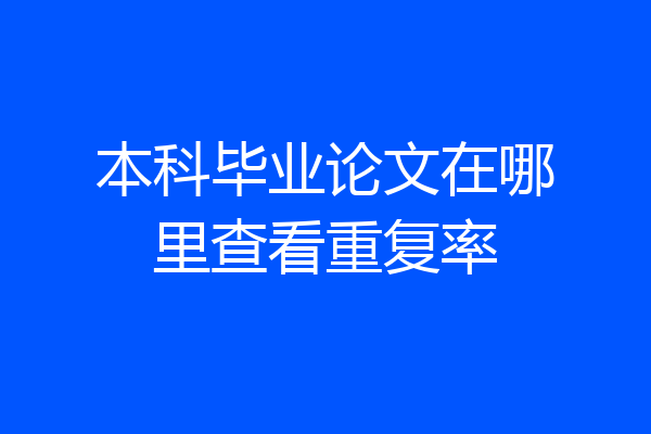 本科毕业论文在哪里查看重复率