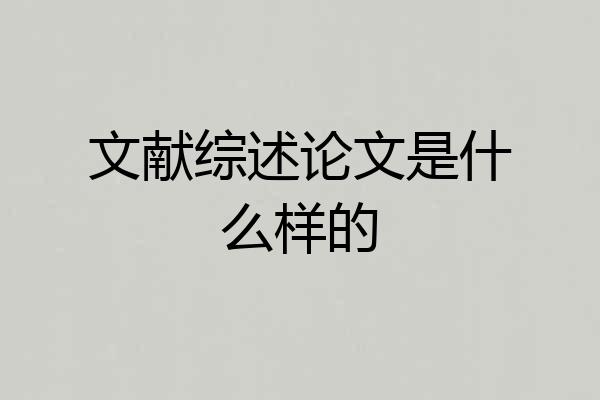 文献综述论文是什么样的
