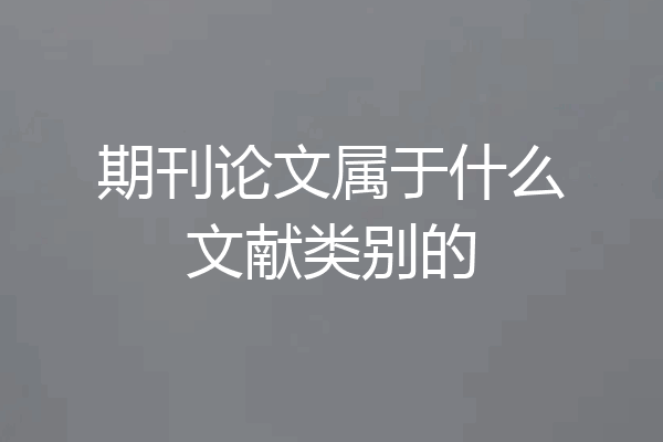 期刊论文属于什么文献类别的