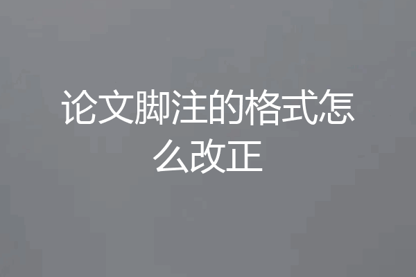 论文脚注的格式怎么改正