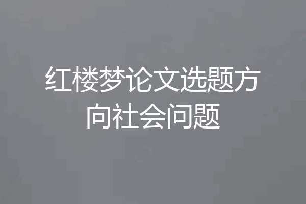 红楼梦论文选题方向社会问题