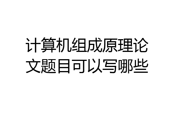 计算机组成原理论文题目可以写哪些
