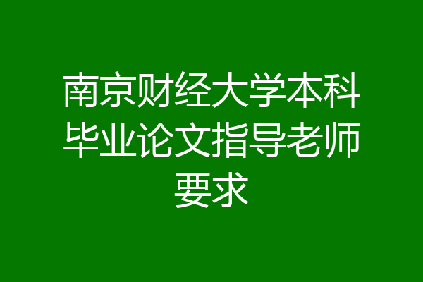 南京财经大学本科毕业论文指导老师要求