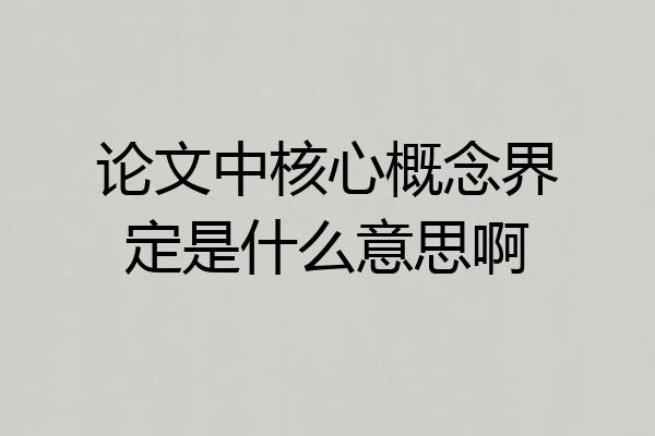 论文中核心概念界定是什么意思啊