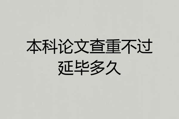 本科论文查重不过延毕多久