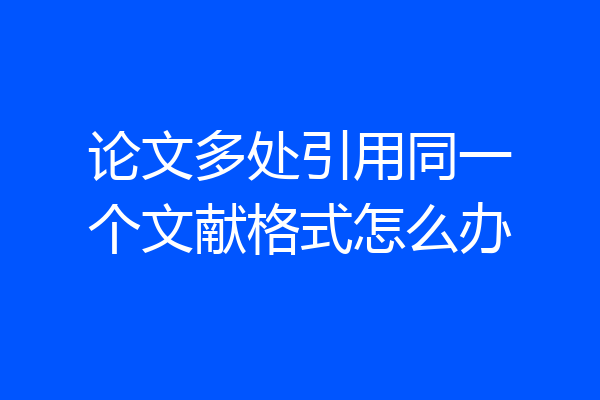 论文多处引用同一个文献格式怎么办