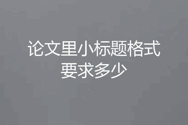 论文里小标题格式要求多少