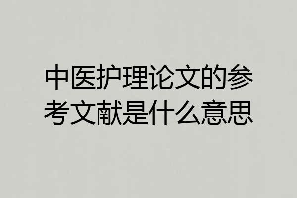 中医护理论文的参考文献是什么意思