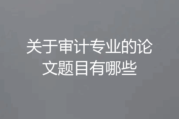 关于审计专业的论文题目有哪些