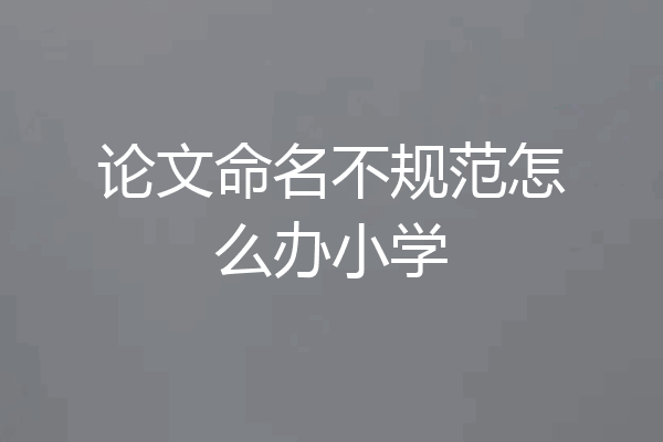 论文命名不规范怎么办小学