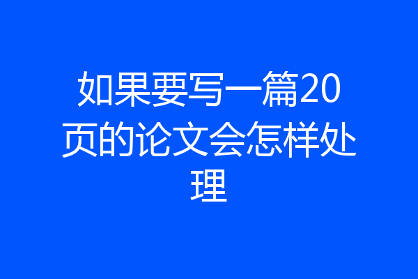 如果要写一篇20页的论文会怎样处理