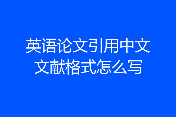 英语论文引用中文文献格式怎么写