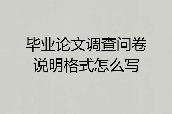 毕业论文调查问卷说明格式怎么写