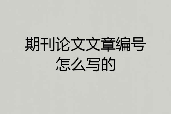期刊论文文章编号怎么写的