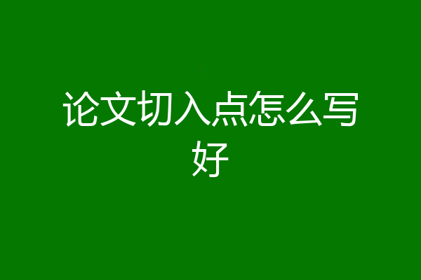 论文切入点怎么写好