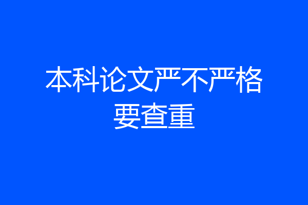 本科论文严不严格要查重