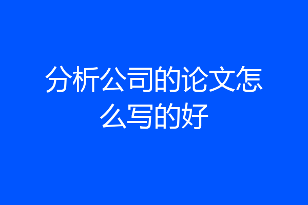 分析公司的论文怎么写的好