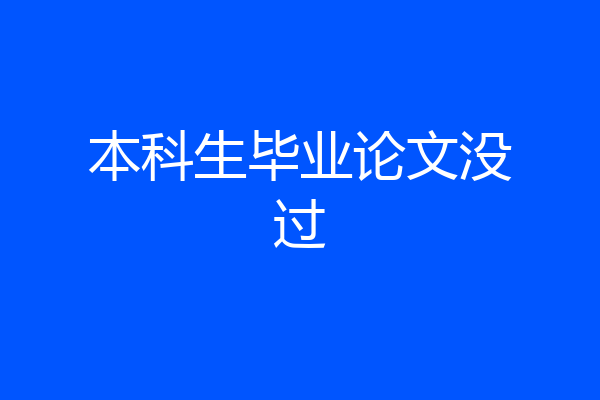 本科生毕业论文没过