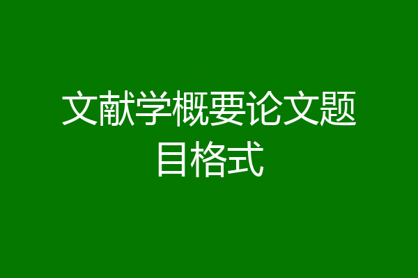 文献学概要论文题目格式