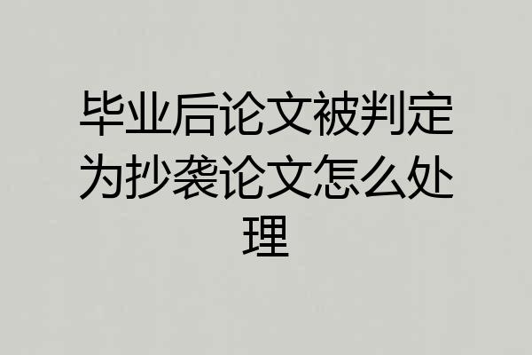 毕业后论文被判定为抄袭论文怎么处理