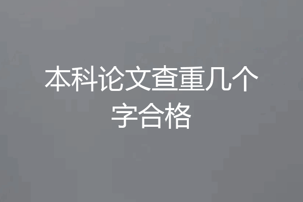 本科论文查重几个字合格