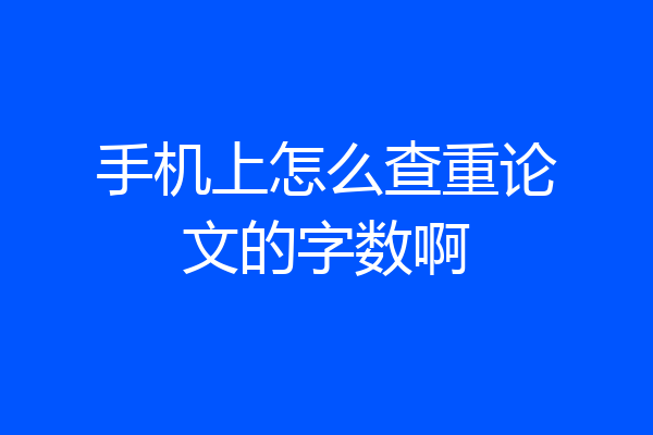 手机上怎么查重论文的字数啊