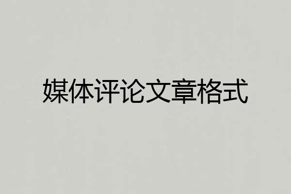 媒体评论文章格式