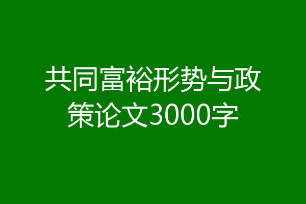 共同富裕形势与政策论文3000字