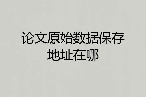 论文原始数据保存地址在哪