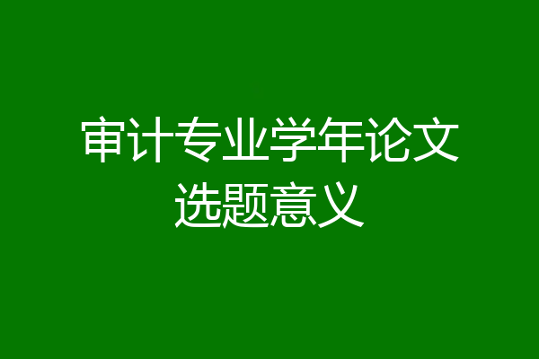 审计专业学年论文选题意义