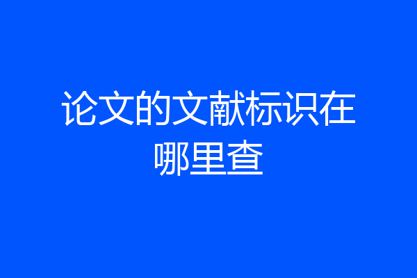 论文的文献标识在哪里查