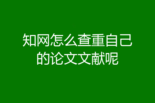 知网怎么查重自己的论文文献呢