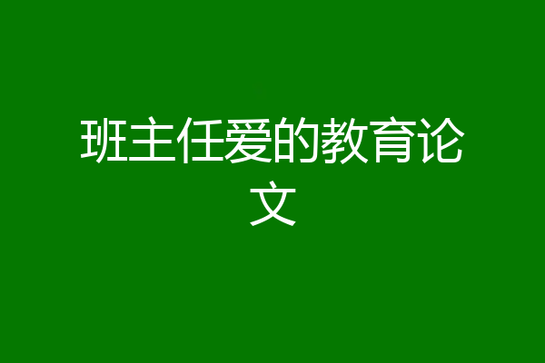 班主任爱的教育论文