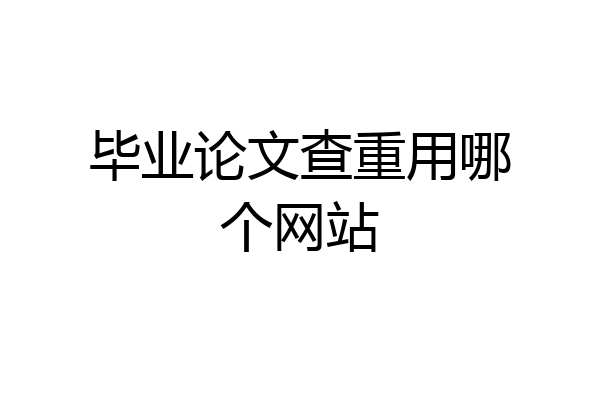 毕业论文查重用哪个网站