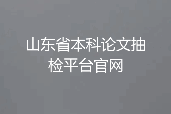 山东省本科论文抽检平台官网