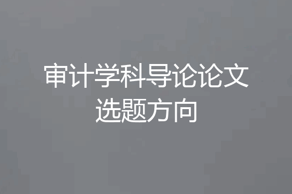 审计学科导论论文选题方向