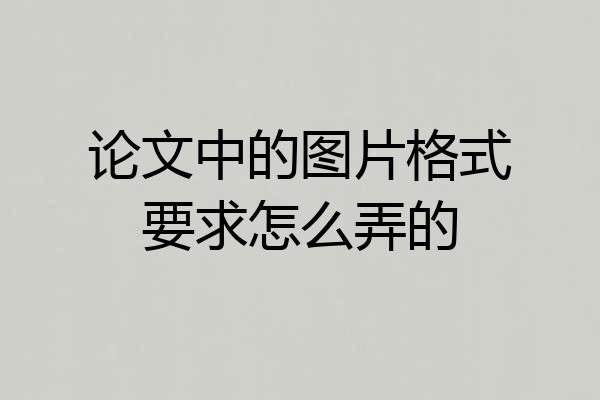 论文中的图片格式要求怎么弄的