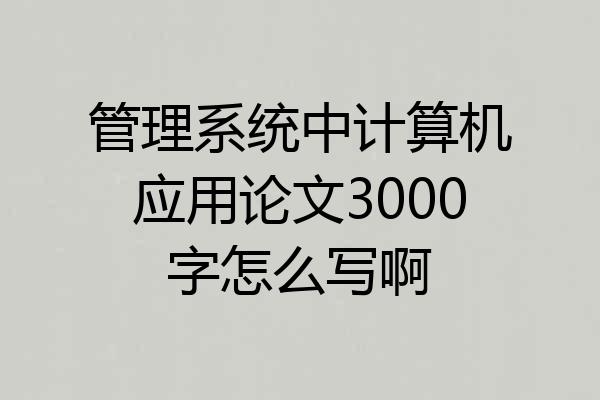 管理系统中计算机应用论文3000字怎么写啊