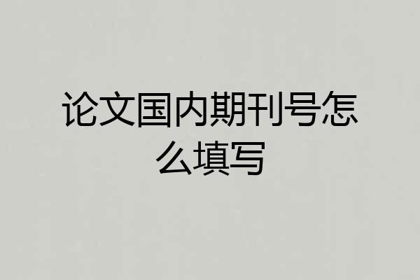 论文国内期刊号怎么填写