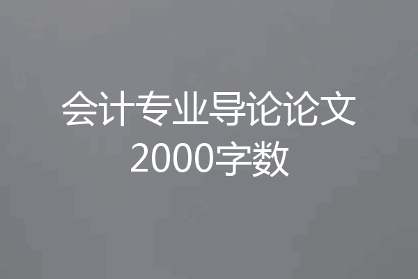 会计专业导论论文2000字数