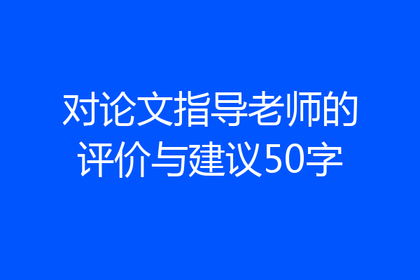 对论文指导老师的评价与建议50字