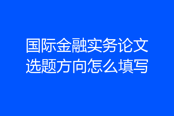 国际金融实务论文选题方向怎么填写